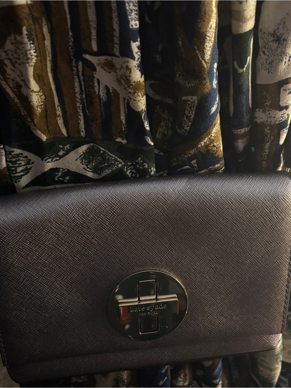 kate spade metallic gray crossbody with gold hardware - Picture 5 of 10